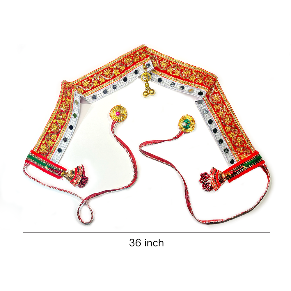 Red And Silver Bandarwal with Patch Work - Madhues