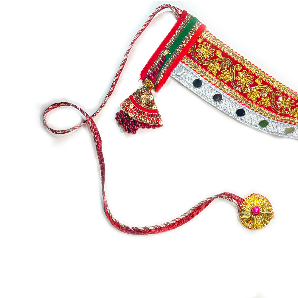Red And Silver Bandarwal with Patch Work - Madhues