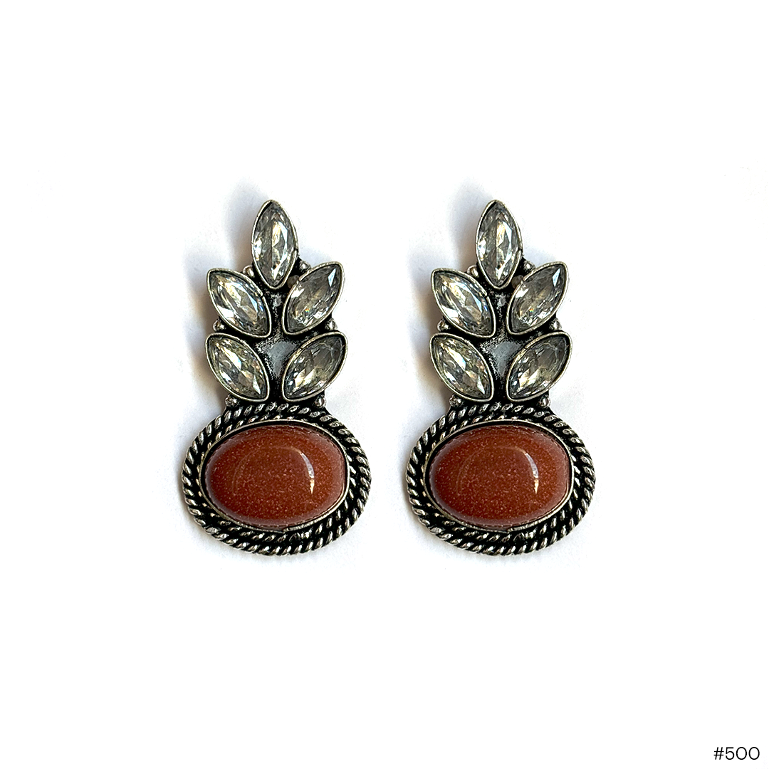 Sunstone & Crystal Drop Earrings - Image 1