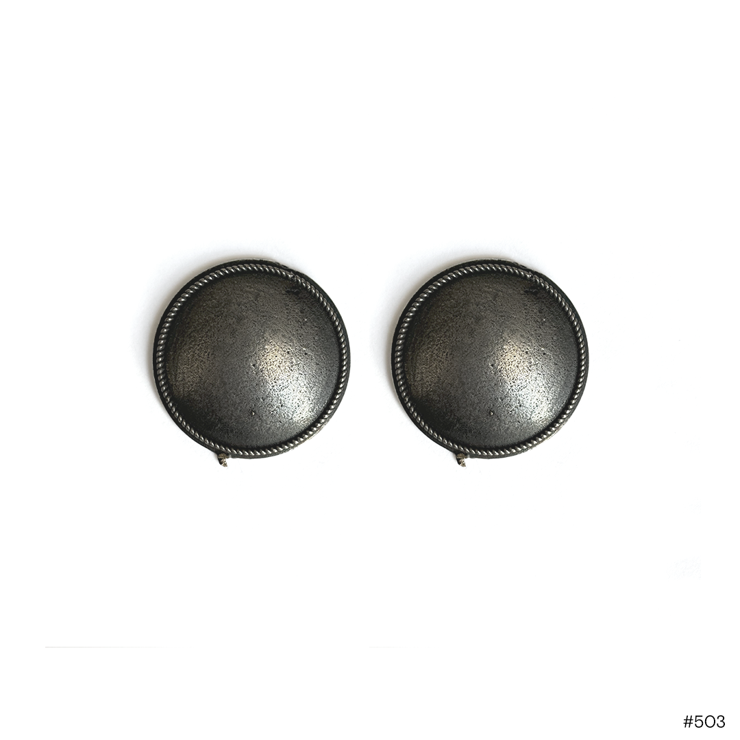 Classic Oxidized Silver Stud Earrings - Image 1