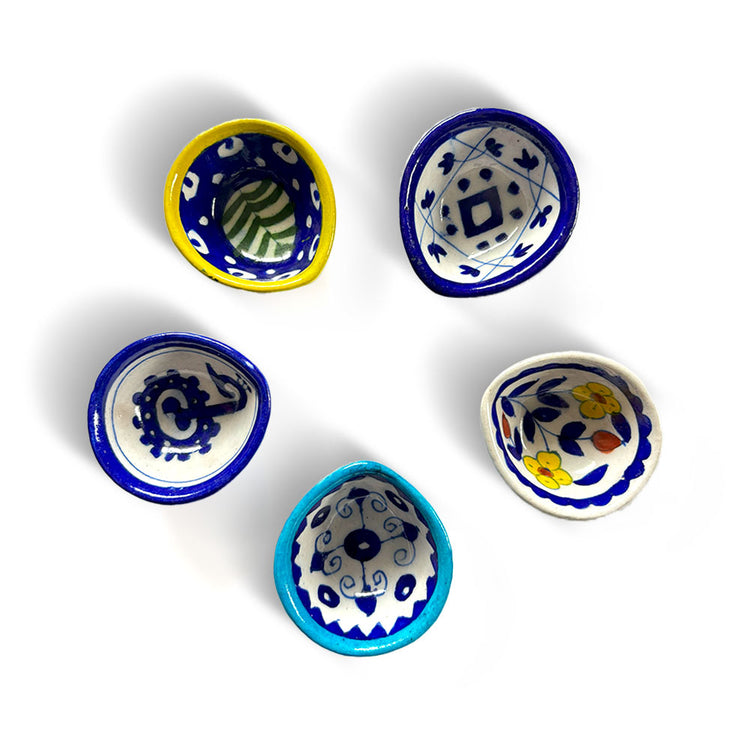Auspicious 'Panchdeep' Hand-Painted Ceramic Diya Set (Set of 5)