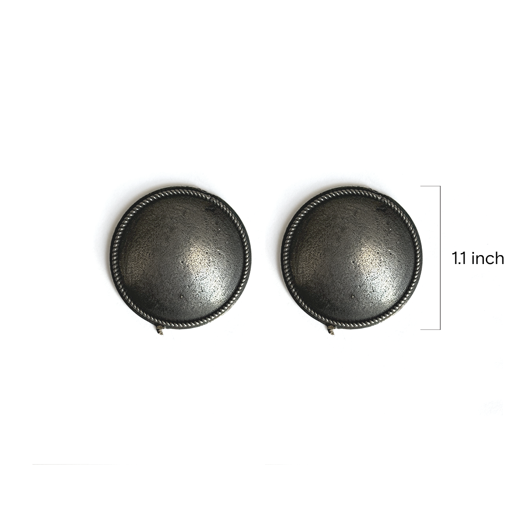 Classic Oxidized Silver Stud Earrings - Image 2
