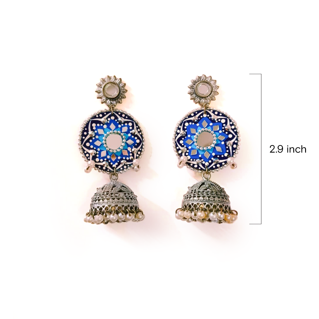 Azure Cosmic Bloom Drop Earrings - Image 2