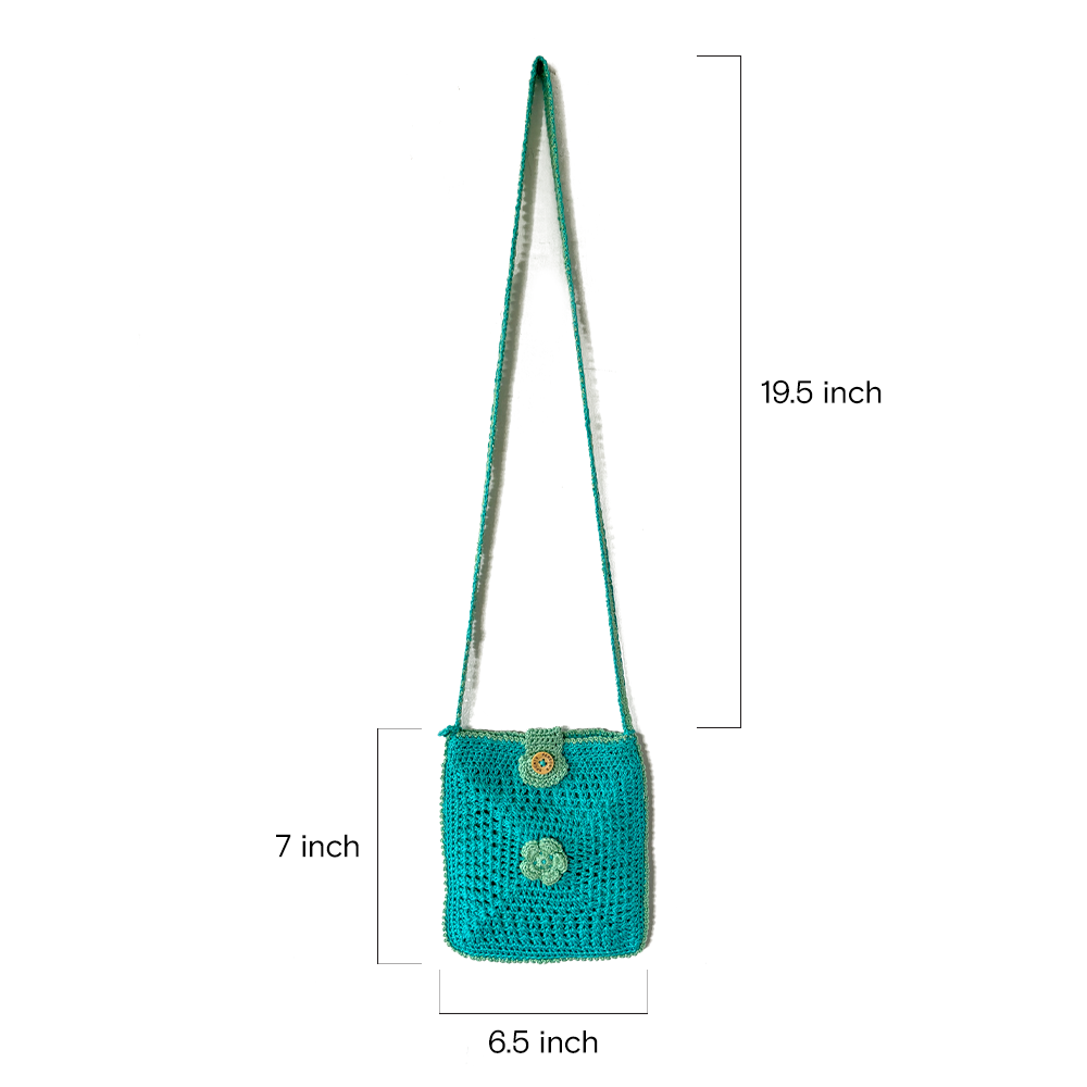 Azure Bloom Crochet Sling Bag - Madhues