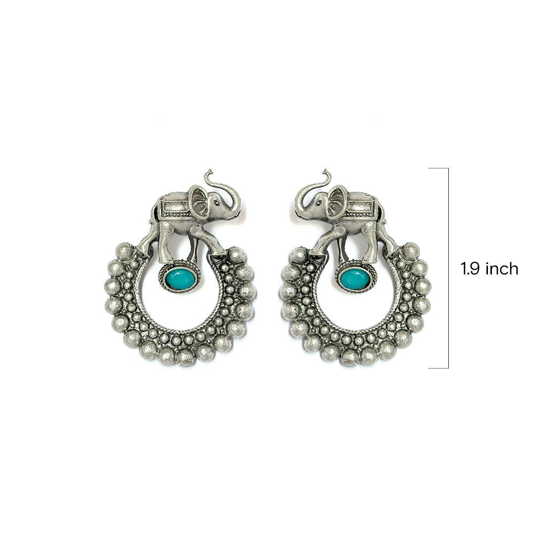 Tribal Elephant & Turquoise Earrings - Image 2