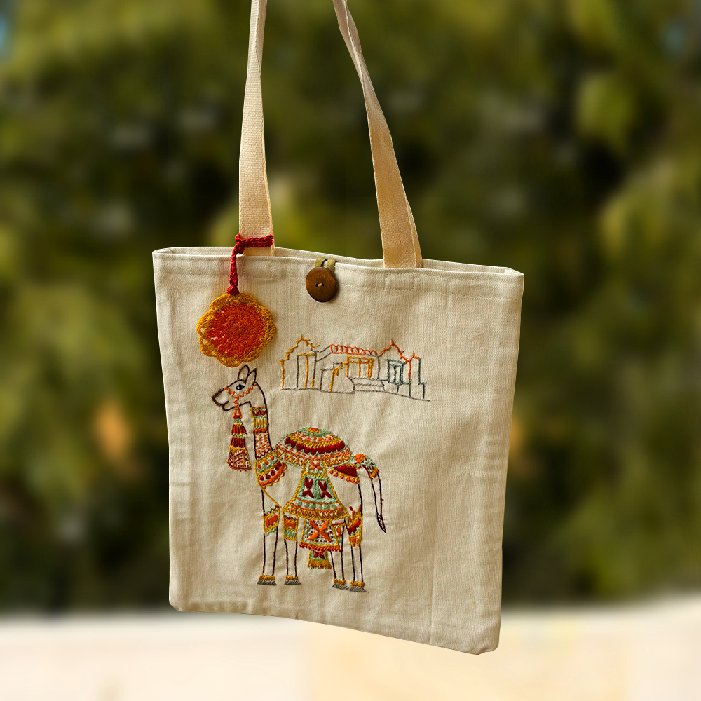 Desert Caravan Embroidered Tote - Madhues