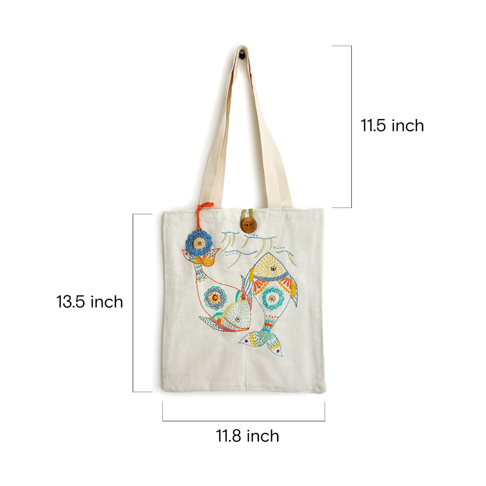 Ocean Whispers Embroidered Tote - Madhues