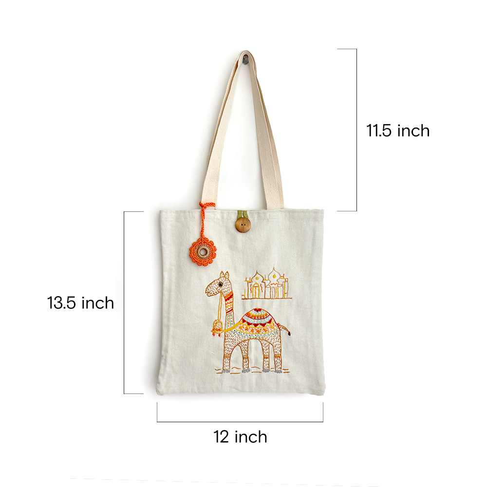 Folkloric Safari Embroidered Tote - Madhues