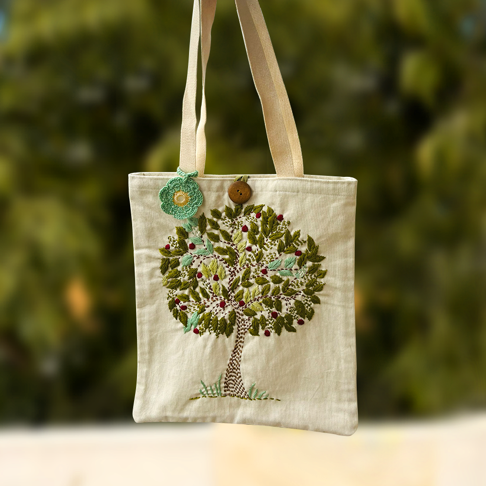 Tree of Life Embroidered Tote - Madhues