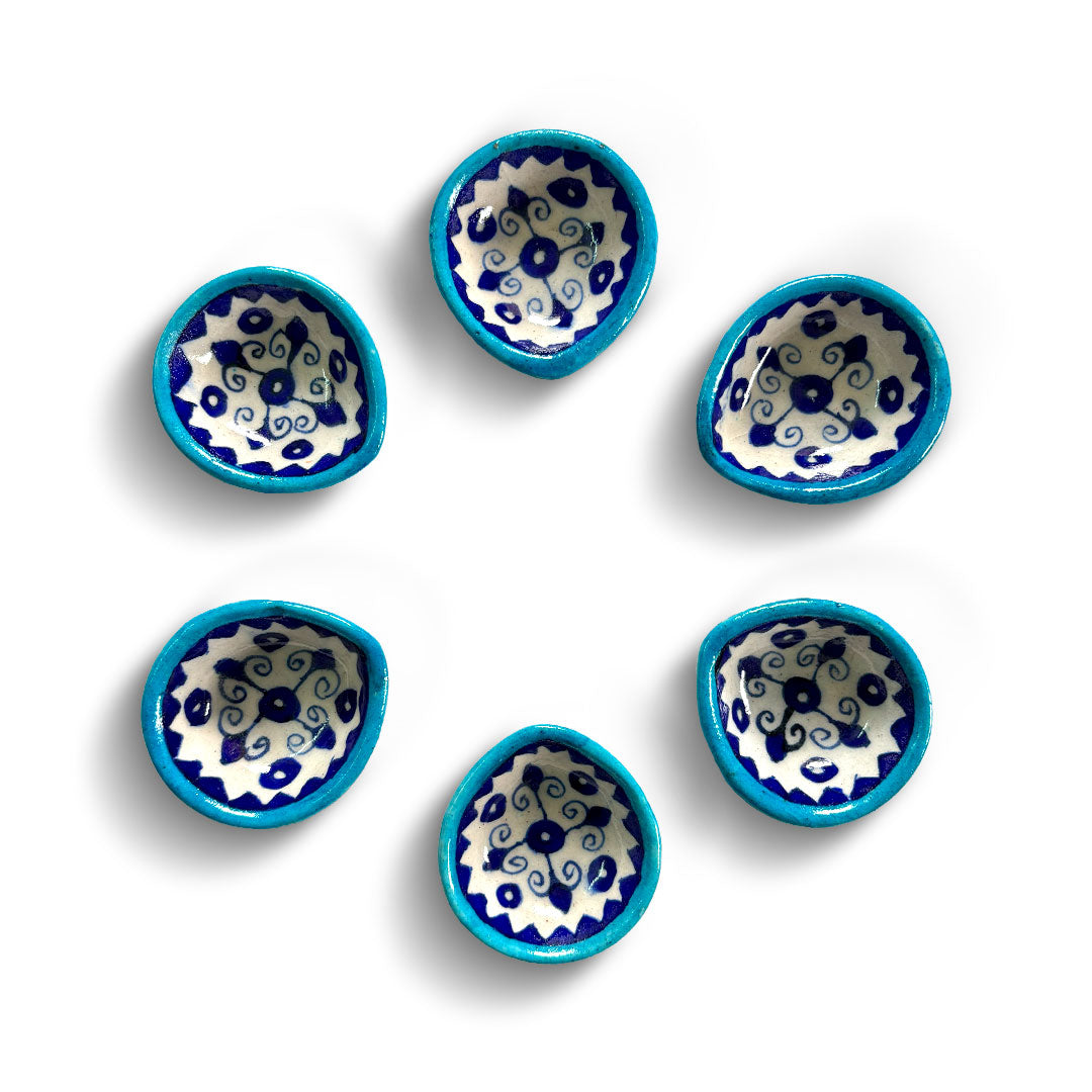 Diwali Special: Vibrant Turquoise & Blue Swirl Diya Set