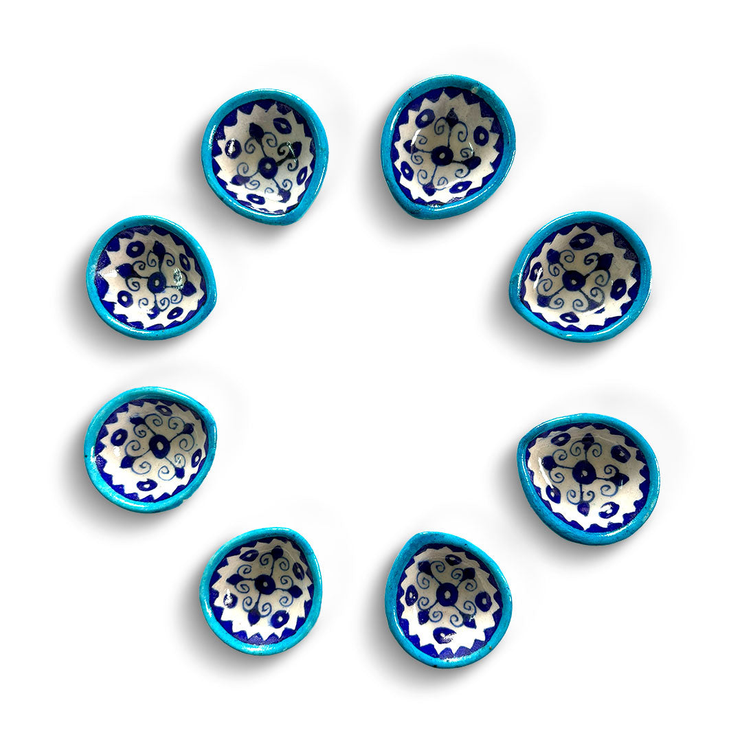 Diwali Special: Vibrant Turquoise & Blue Swirl Diya Set