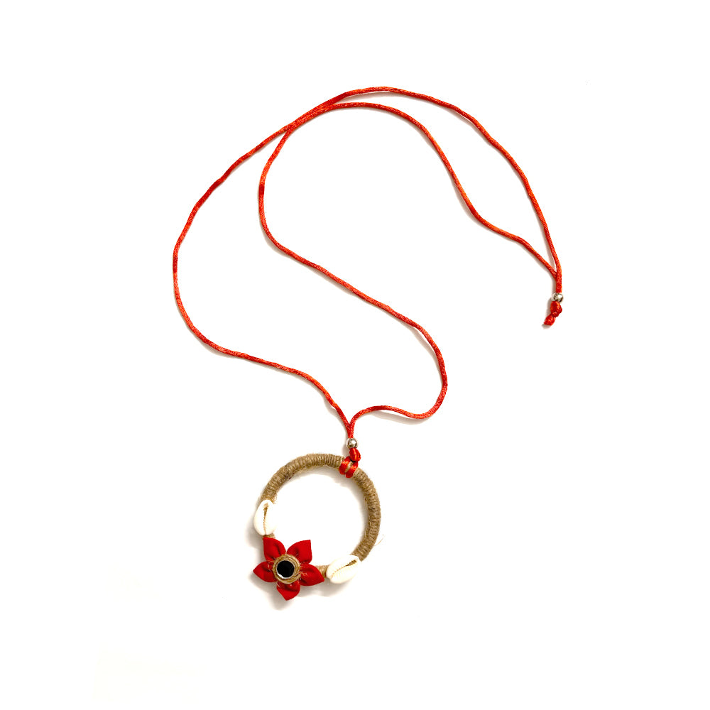 Seashell & Jute Floral Amulet Necklace - Madhues
