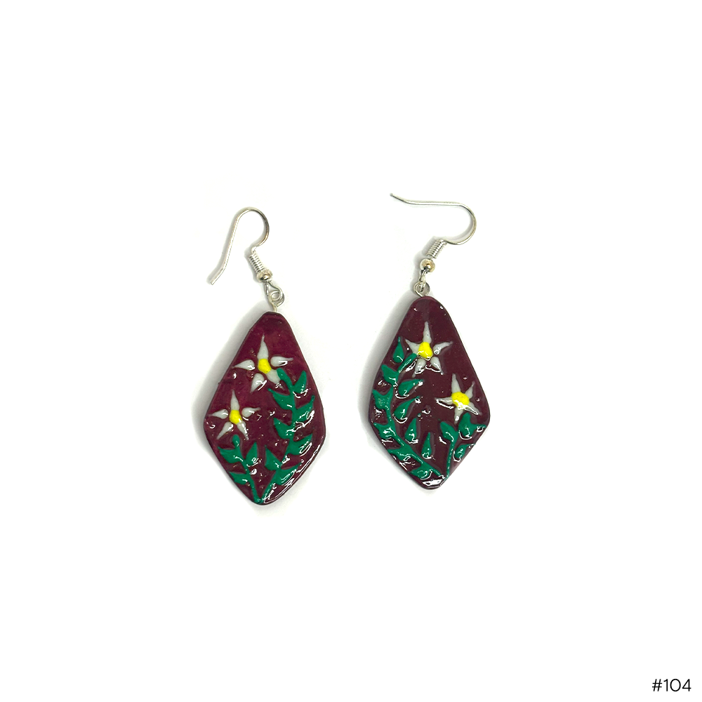 Maroon Floral Danglers - Madhues