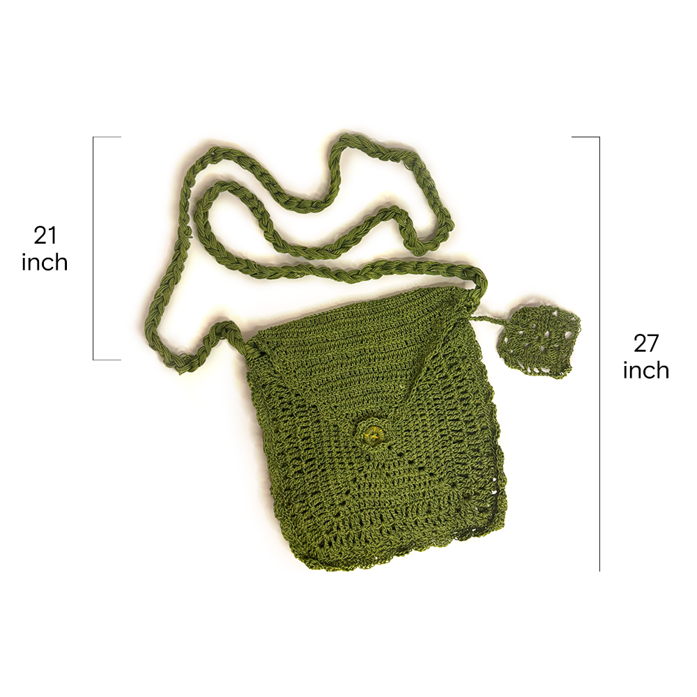 Sage Green Crochet Shoulder Bag - Madhues
