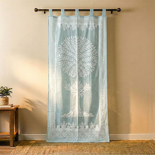 Aura Tree of Life Sheer Barmer Appliqué Curtain - Madhues