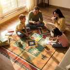 Geometric Handwoven Durrie Rug - Earth Tones Flatweave