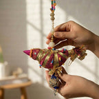 Maroon & Gold Beaded Bird Hanging Ornament - Madhues