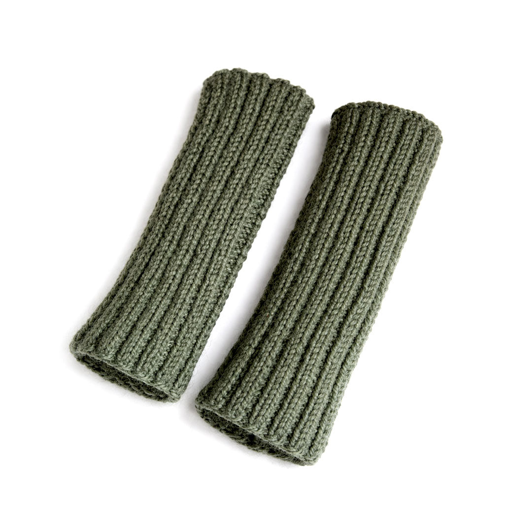 Handmade Ribbed Knit Fingerless Gloves - Soft Winter Arm Warmers