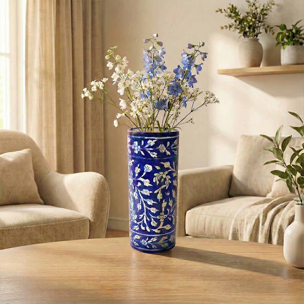 Deep Azure Serenity Decorative Vase
