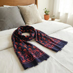 Black Cotton Block Print Floral Scarf
