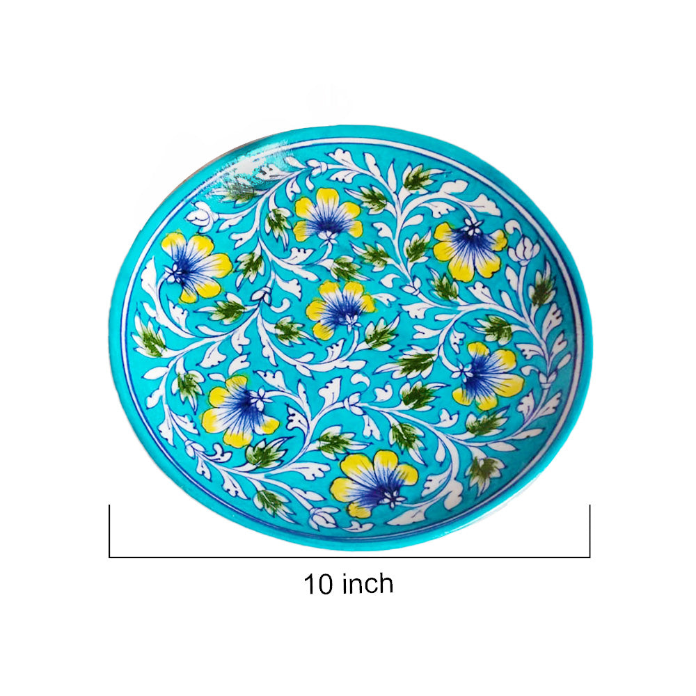Turquoise Bloom Hand-painted Plate - Image 2