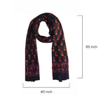 Black Cotton Block Print Floral Scarf