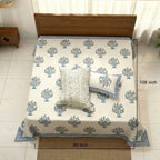Azure Tree of Life Bagru Block Print Bedsheet Set - Madhues