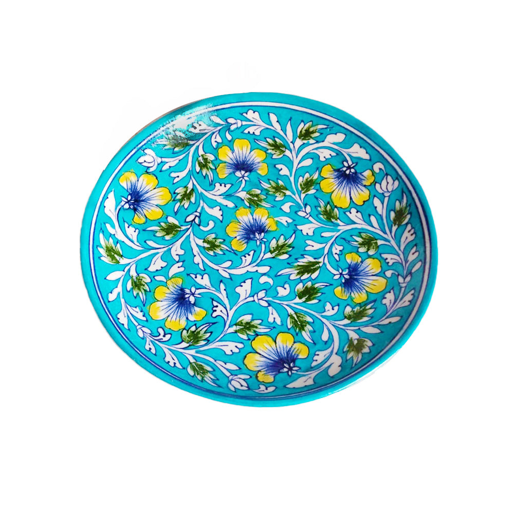 Turquoise Bloom Hand-painted Plate - Image 1