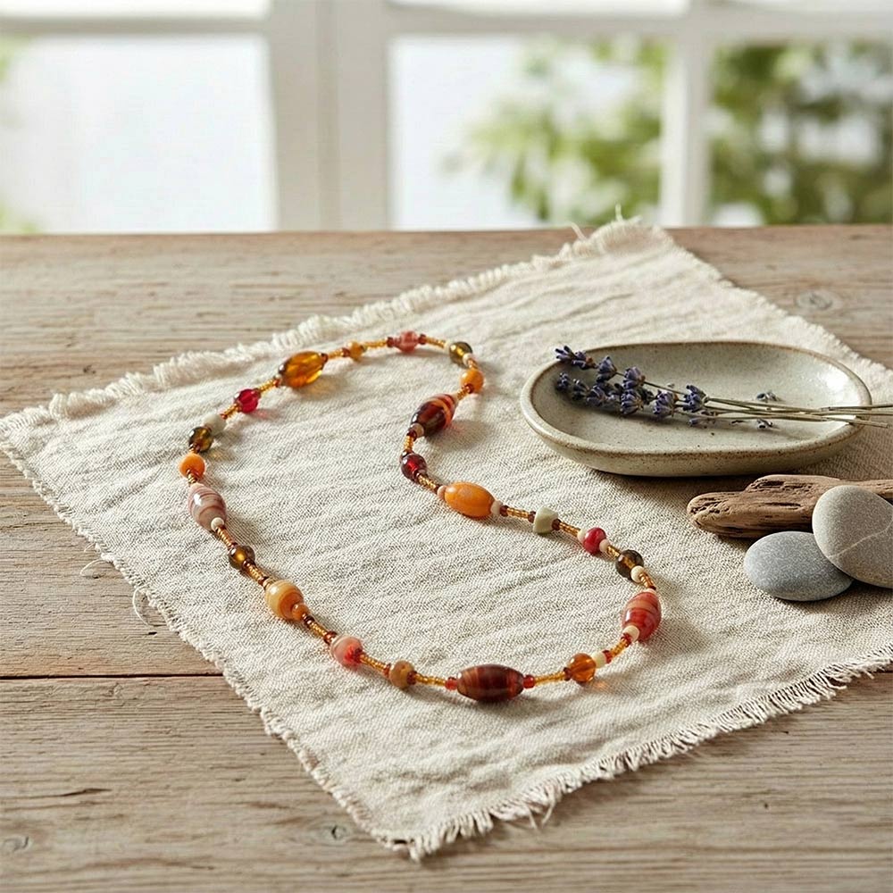 Bohemian Gemstone & Seed Bead Necklace