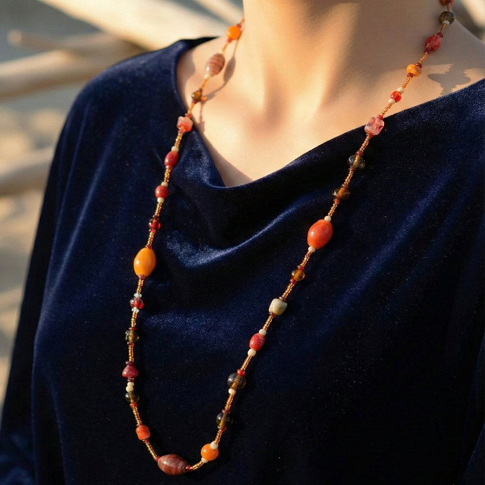 Bohemian Gemstone & Seed Bead Necklace