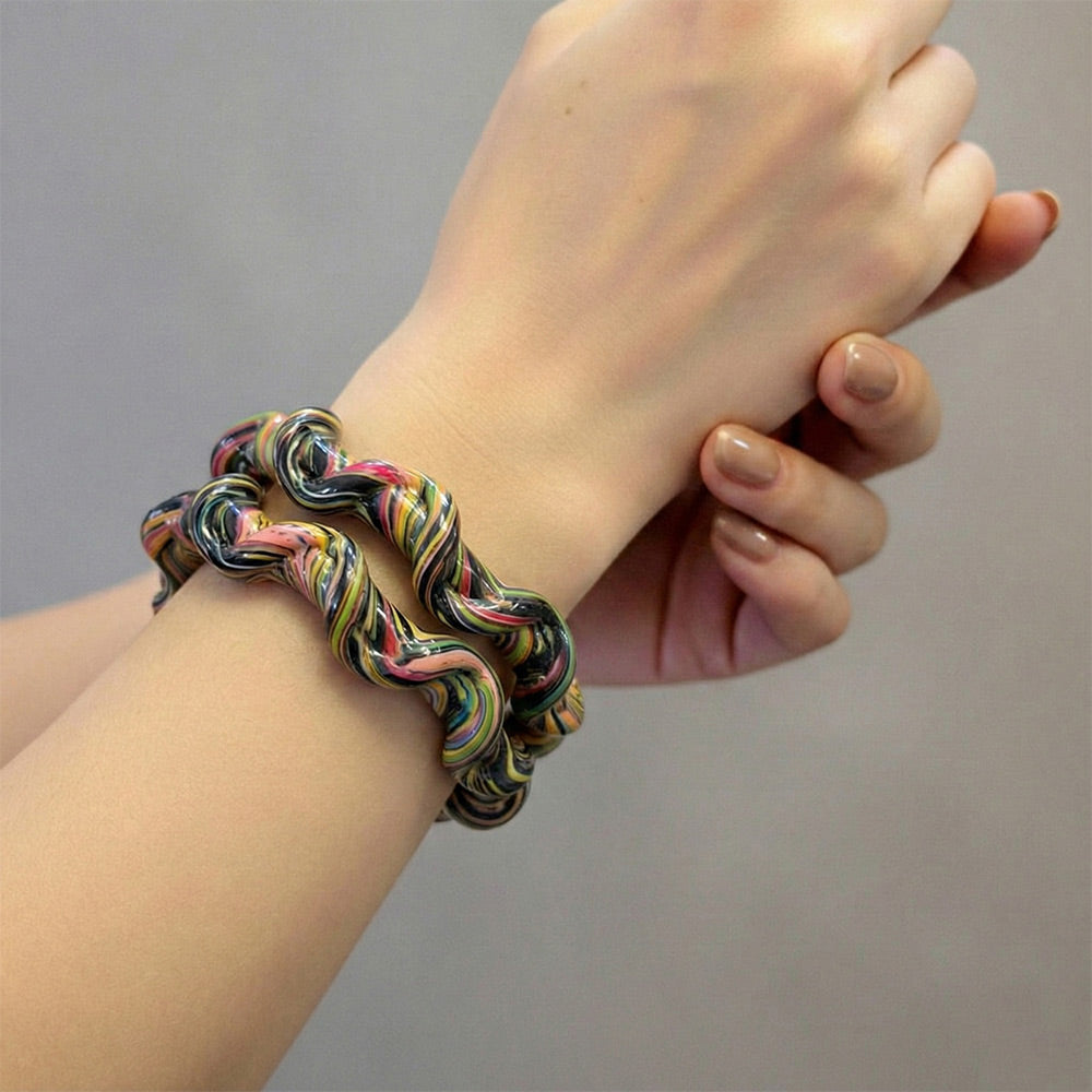 Vibrant Swirl Twisted Bangles - Artisan Multicolored Bracelets - Madhues
