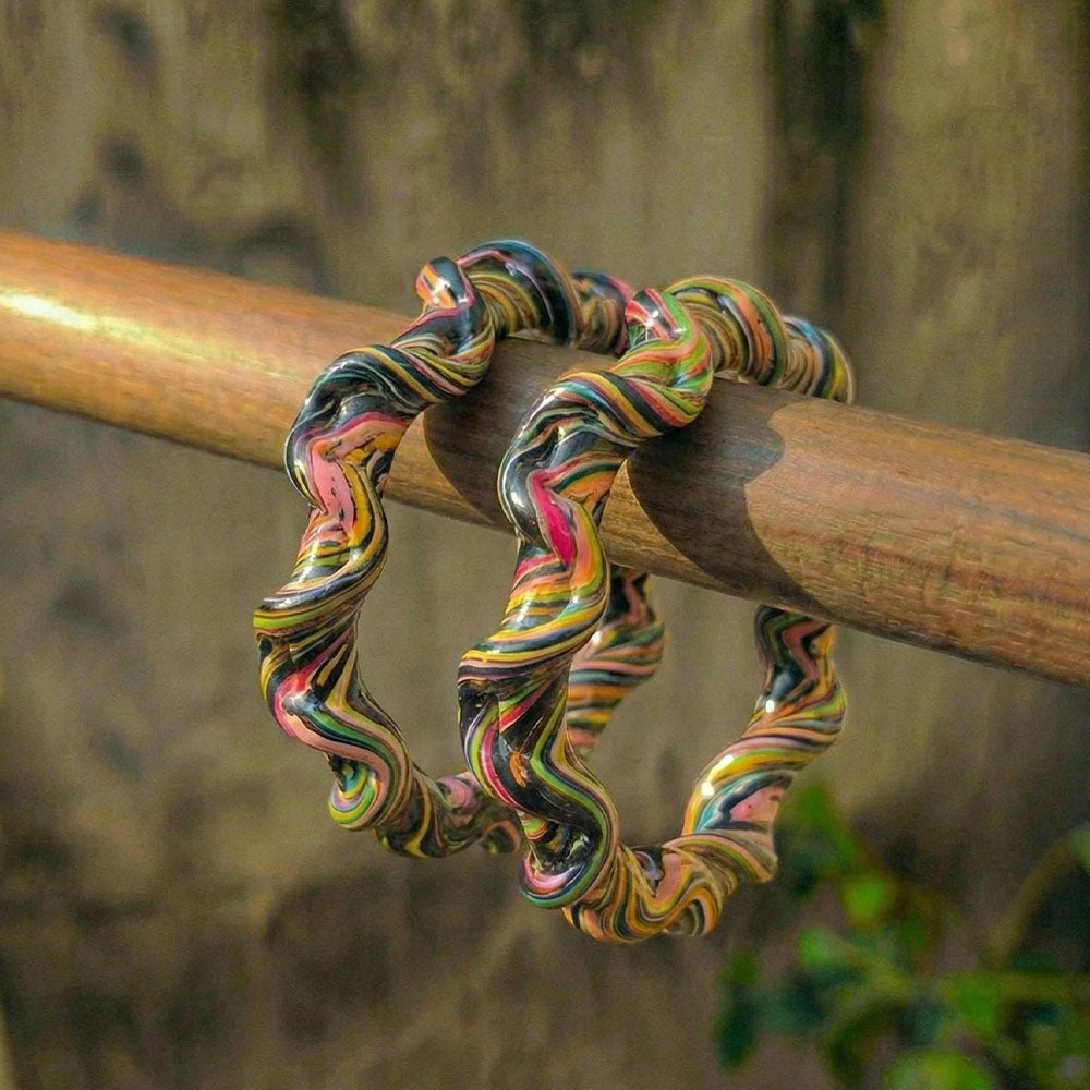 Vibrant Swirl Twisted Bangles - Artisan Multicolored Bracelets - Madhues