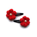 Charming Crocheted Flower Hair Clips - Pearl Accents
