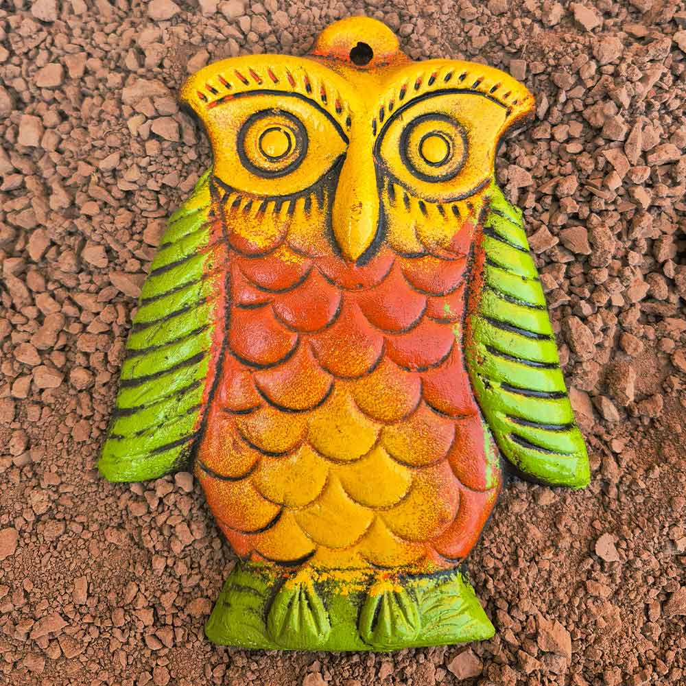 Pokhran Folk Art Owl Sculpture Wall Decor - Madhues
