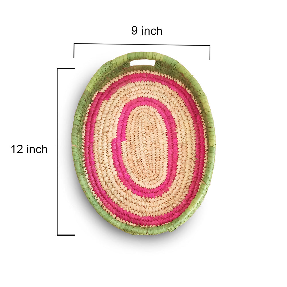 Handcrafted Kashi Grass Round Serving Tray