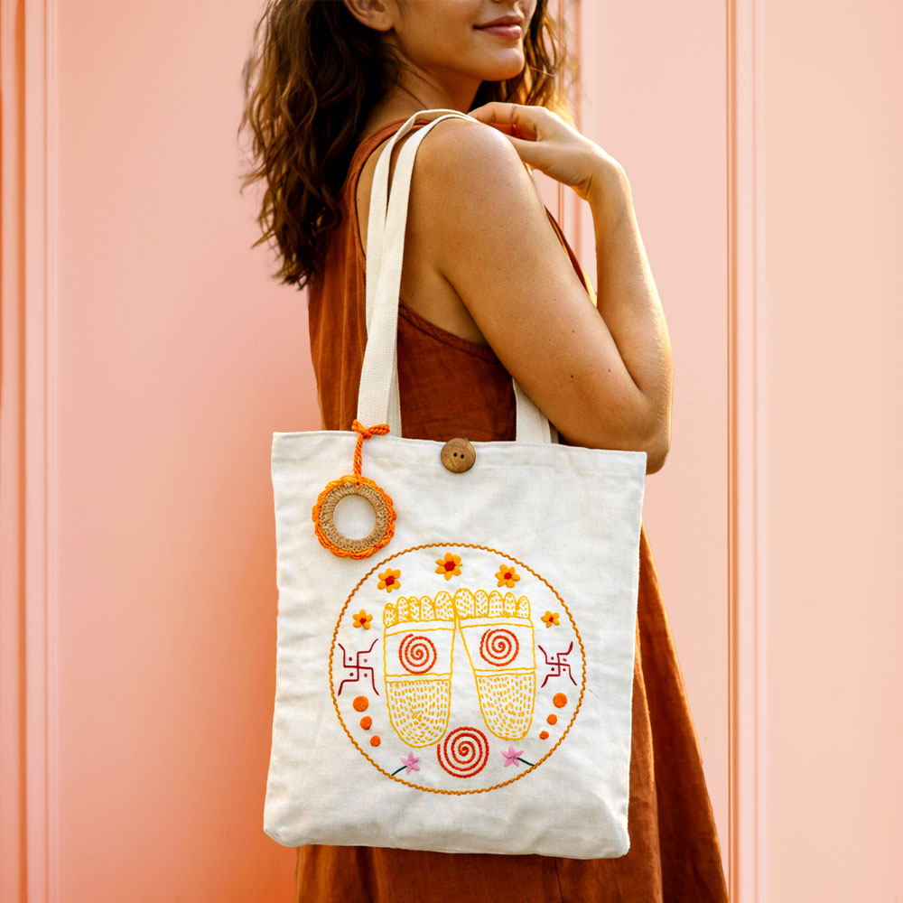 Sacred Steps Embroidered Tote