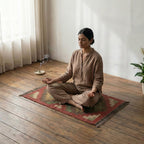 Handwoven Jute Puja Aasan Mat - Traditional Geometric Pattern