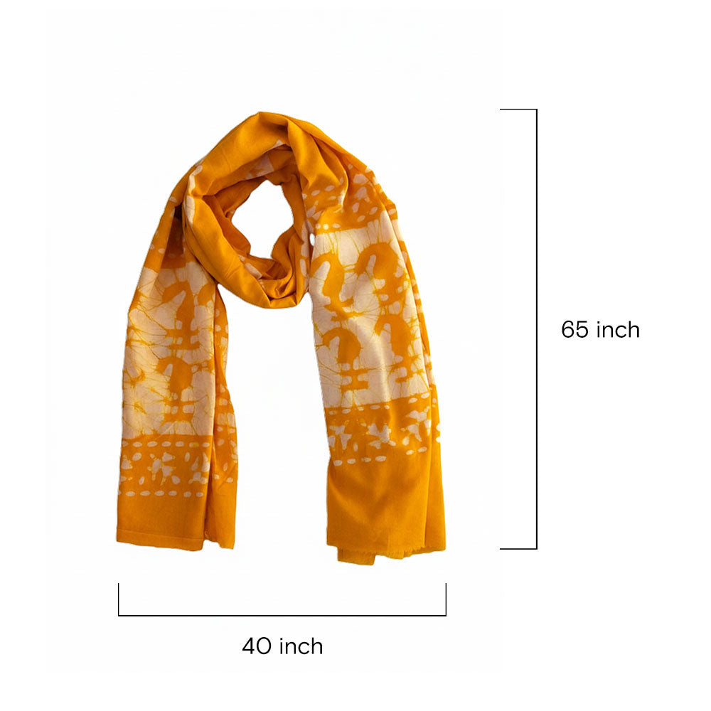 Handcrafted Yellow Block Print Cotton Scarf
