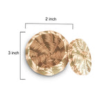 Two gold rings with measurements on a white background