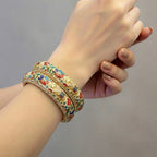 Exquisite Meenakari Enamel Gold-Toned Bangle Set - Madhues