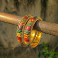Vibrant Handcrafted Enamel & Stone Bangle Set - Madhues