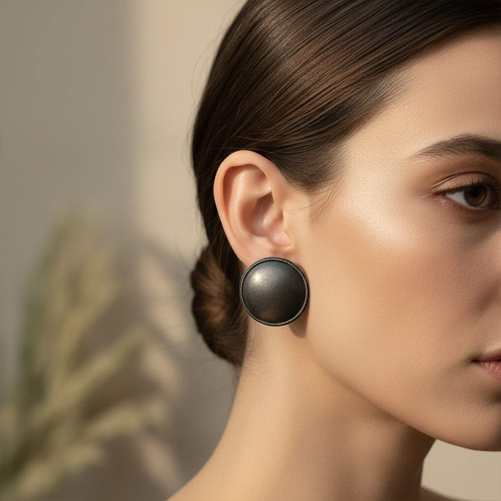 Classic Oxidized Silver Stud Earrings