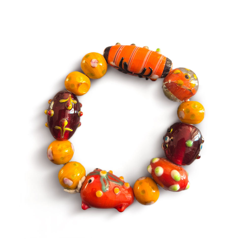 Sunset Glow Lampwork Bead Bracelet