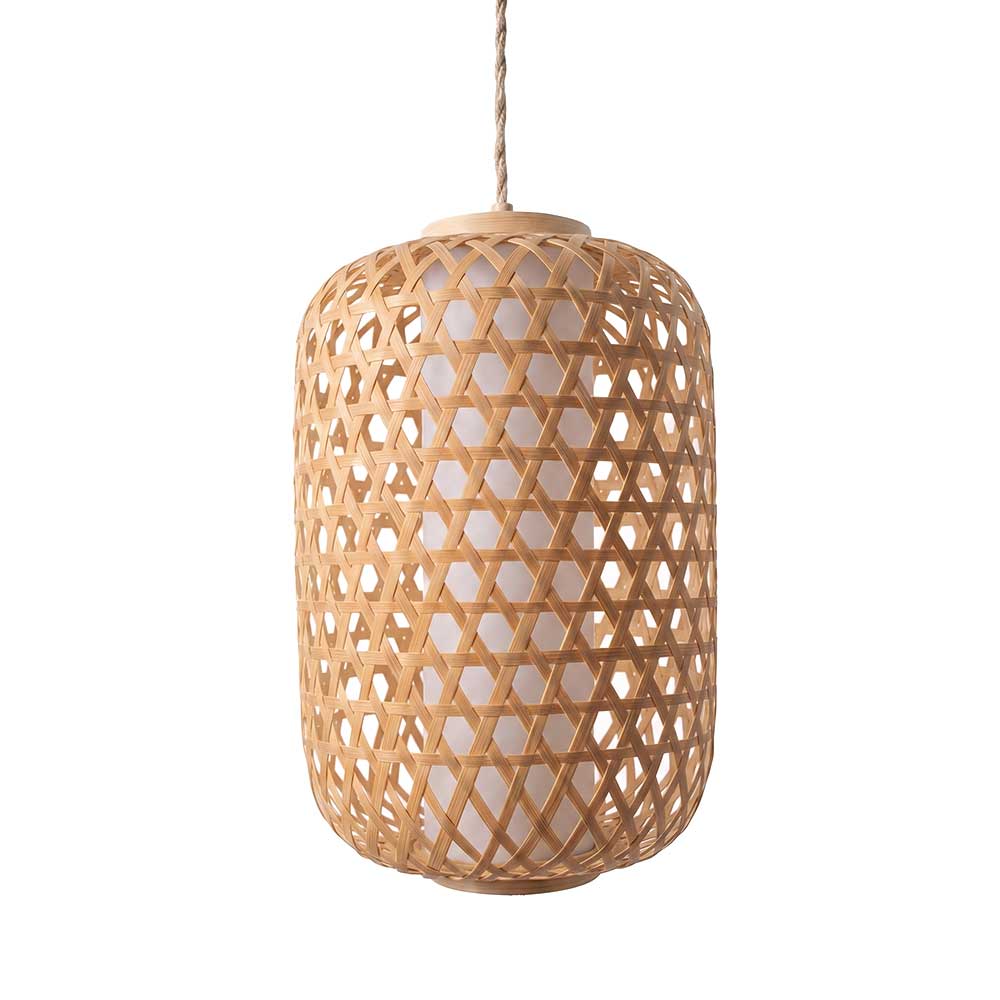 Artisan Woven Bamboo Cylinder Lantern Pendant Light