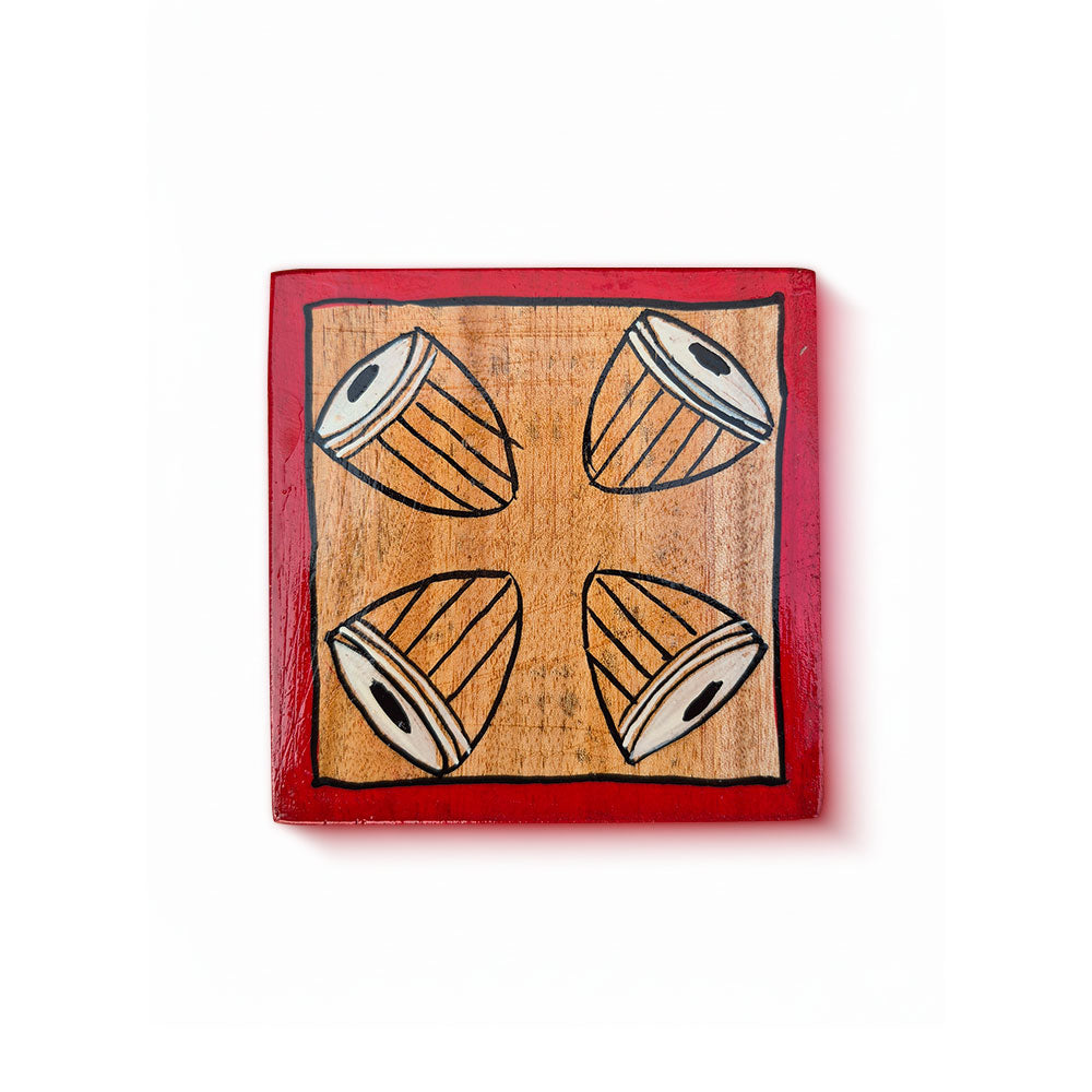 Pattachitra Drum Art Wooden Coaster