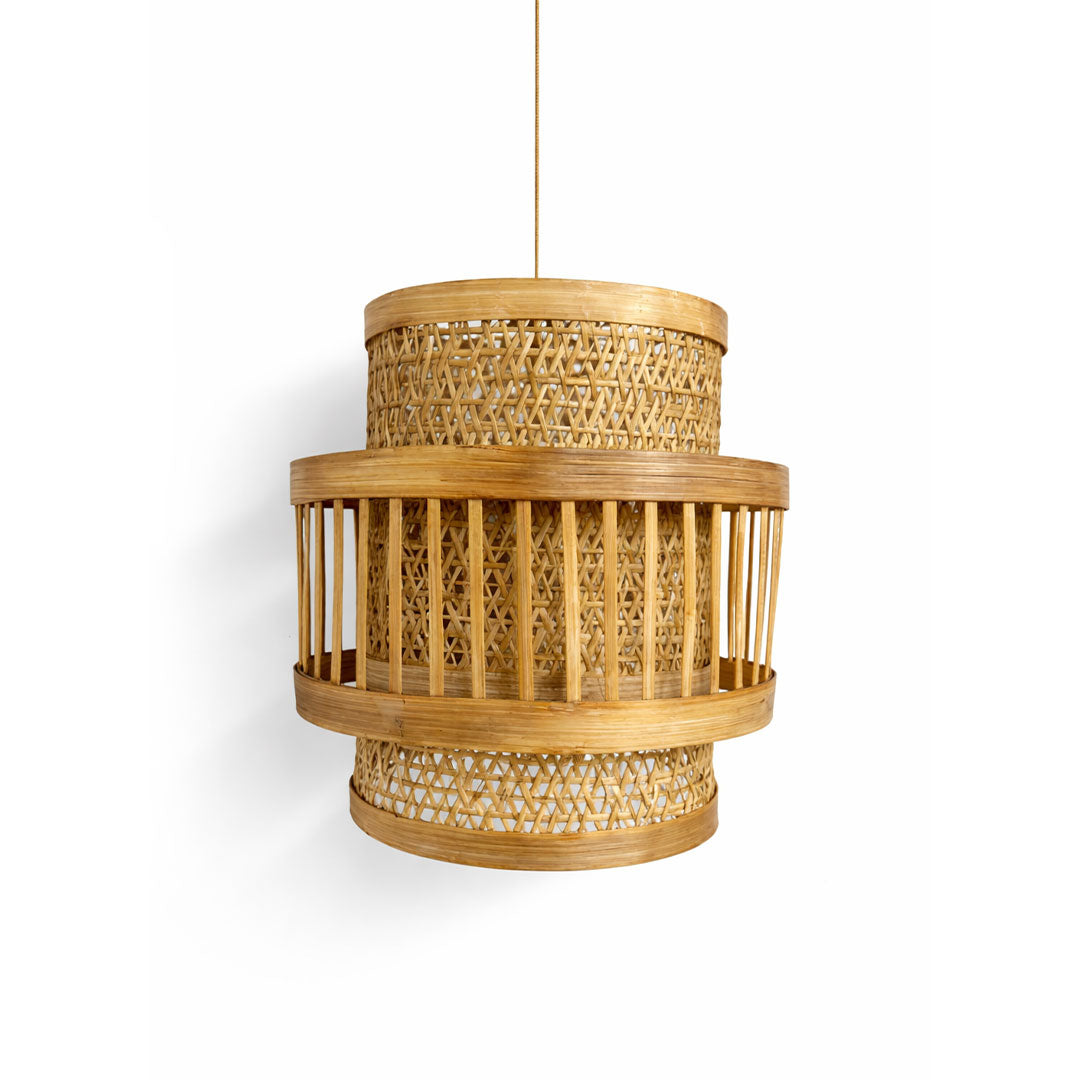 Handcrafted Bamboo Tiered Pendant Lamp