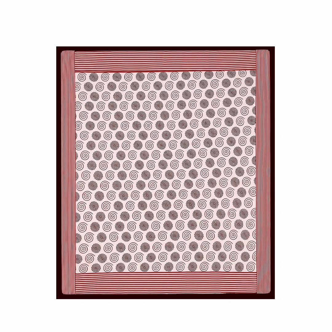 Artisanal Swirl Print Block Printed Vegetable Dye Bedsheet