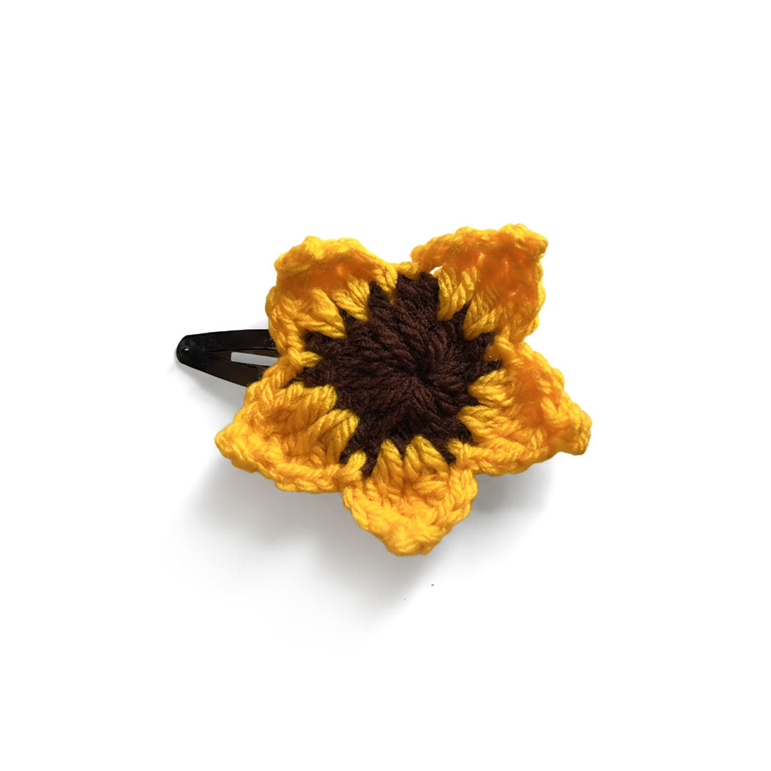 Handmade Crochet Sunflower Hair Clip - Vibrant Floral Accessory