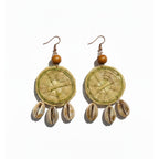 Handcrafted Woven Grass & Cowrie Shell Boho Earrings