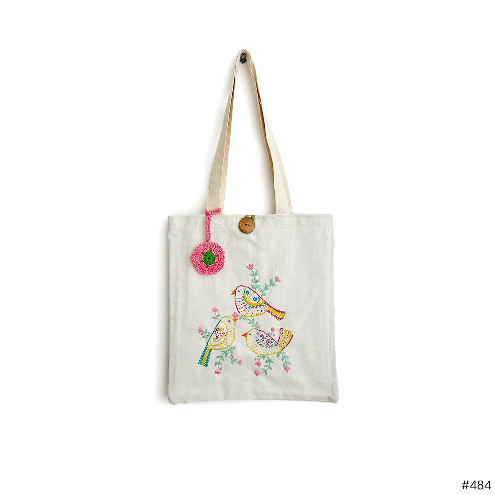 Trio of Tweets Embroidered Tote - Madhues